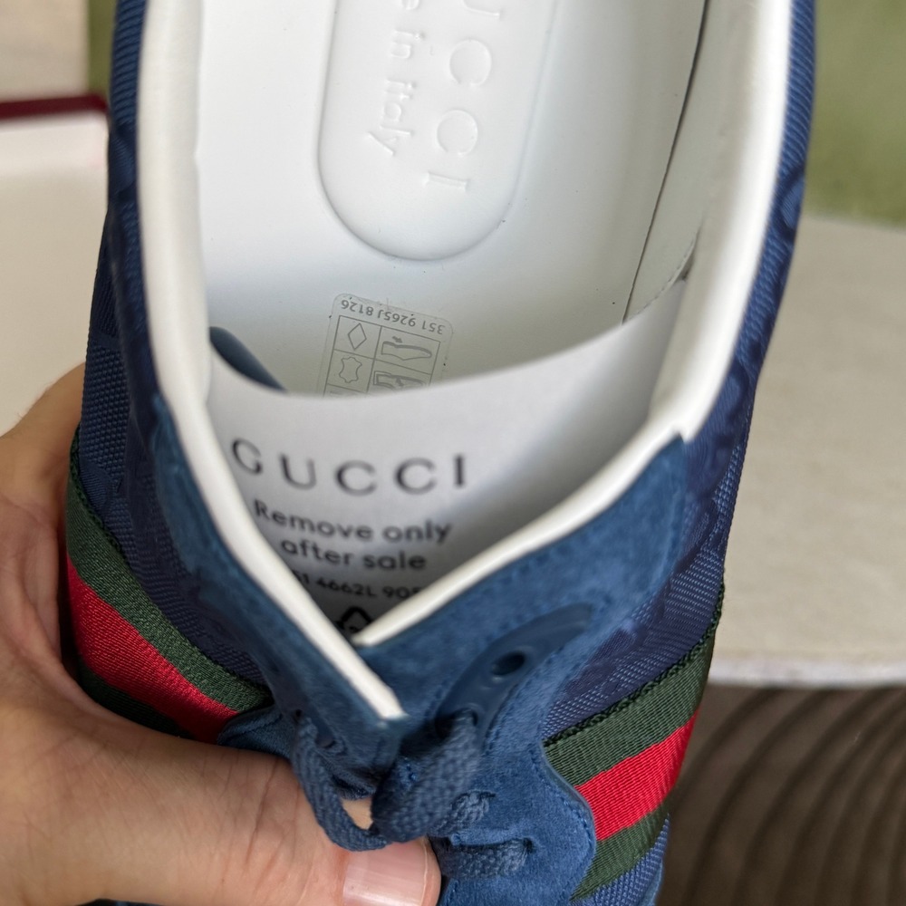 GUCCI 832461 Men's Canvas Blue GG Re-Motion sneaker, Size UK 9 - Picture 4 of 16